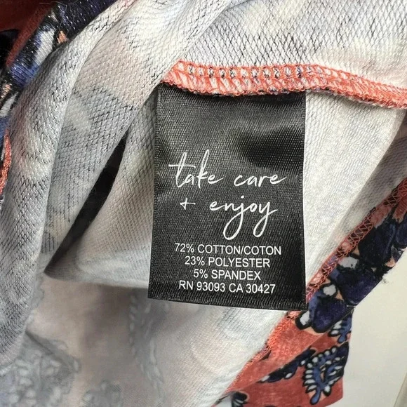 Nic + Zoe Women's Amber Blued Floral V-Neck Blouse Casual Long Sleeve Top Size M - Picture 10 of 10